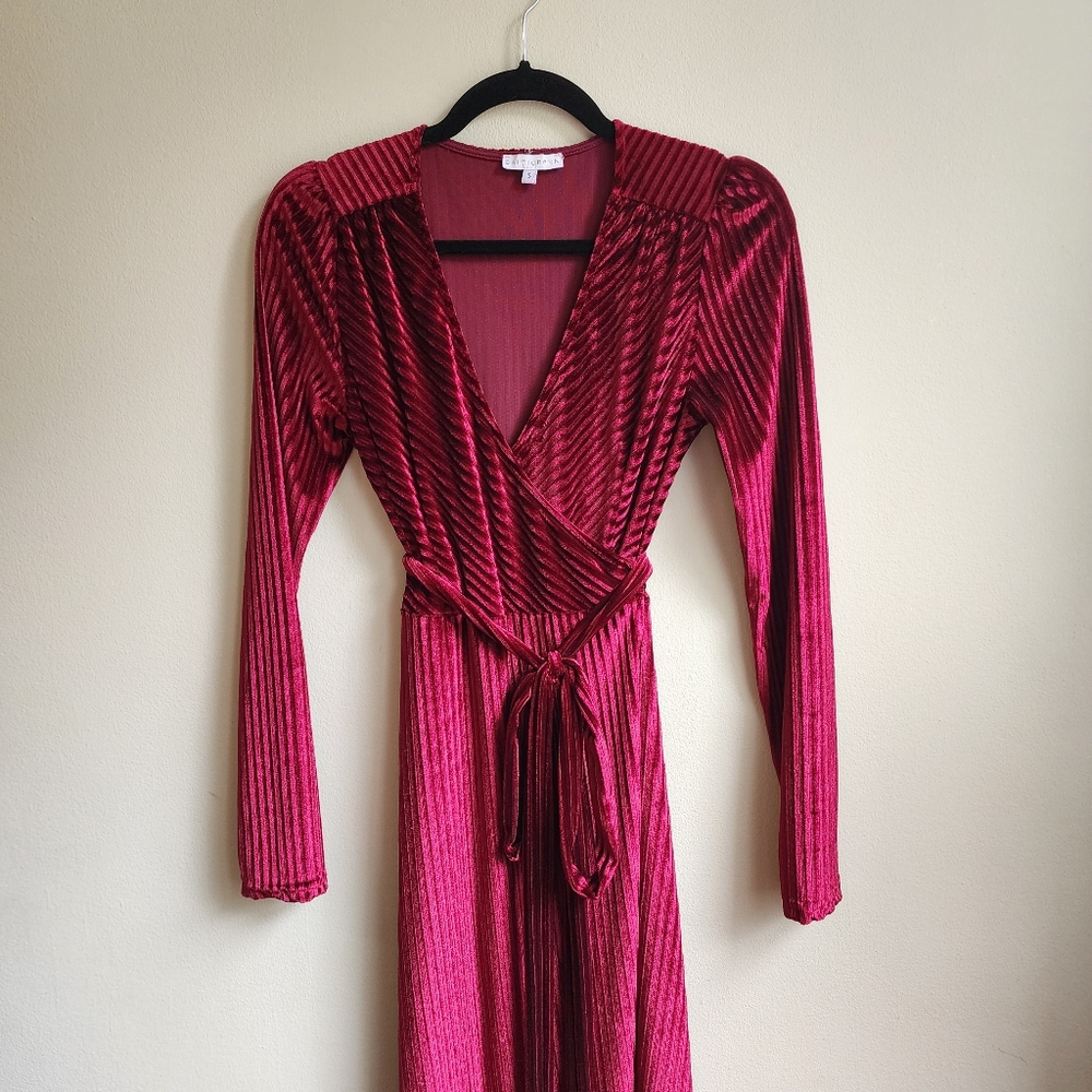 Baltic Born Jada Ribbed Velvet Wrap Dress Size Small